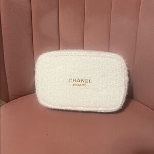 Chanel White and Gold Cosmetic Bag